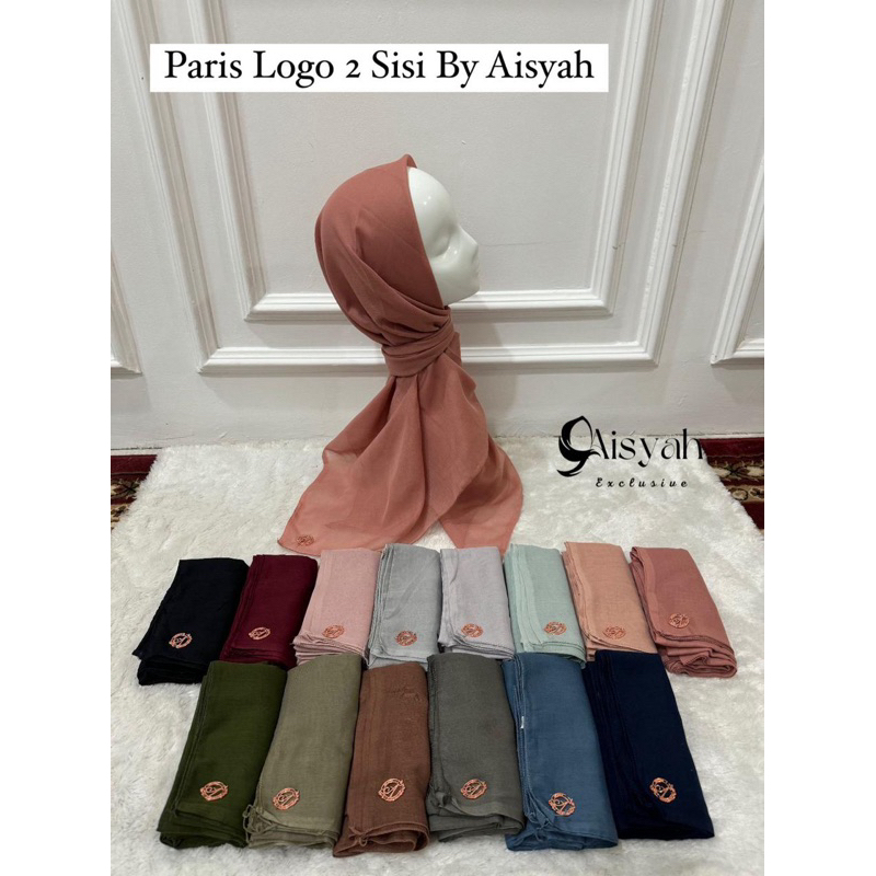 hijab segi empat Paris logo premium by aisyah.
