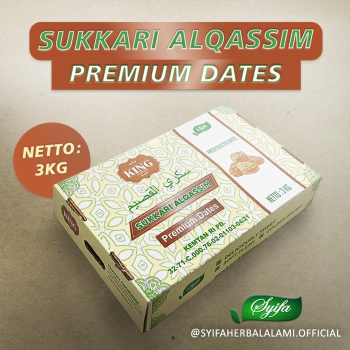 

King Sukkari Alqassim Premium Dates 3Kg | Kurma SUKARI King Dates Sukkari 3KG Kualitas Super Premium VIP Grade A Exclusive Packing Sukkary Basah AL QASIM