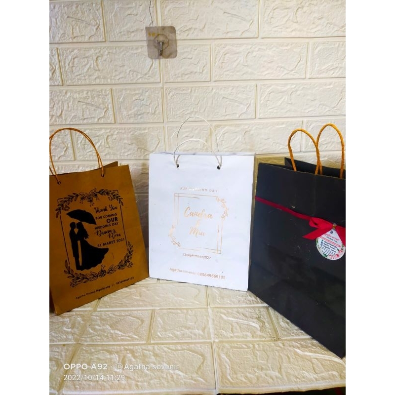 Agatha Souvenir - PAPERBAG Custom Souvenir Colour Tas Souvenir Pernikahan Hajatan per 100 biji