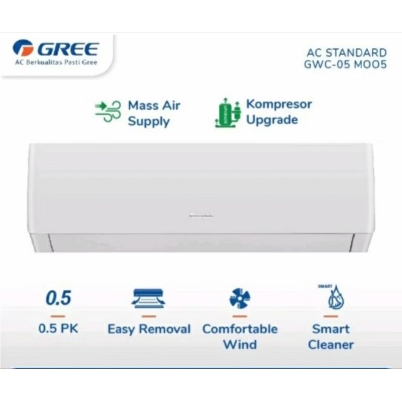 INDOOR AC GREE 1/2 PK + PASANG TYPE GWS-MOO05S