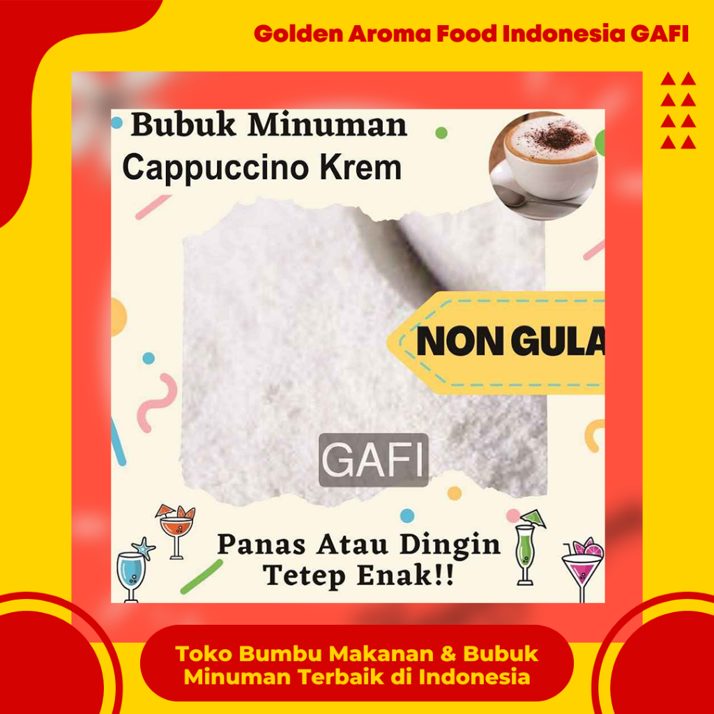

GAFI Food Bubuk Minuman Rasa Cappuccino NON GULA 1 Kg Murah Enak Halal, Cappuccino SUGAR FREE Drink Powder 1Kg