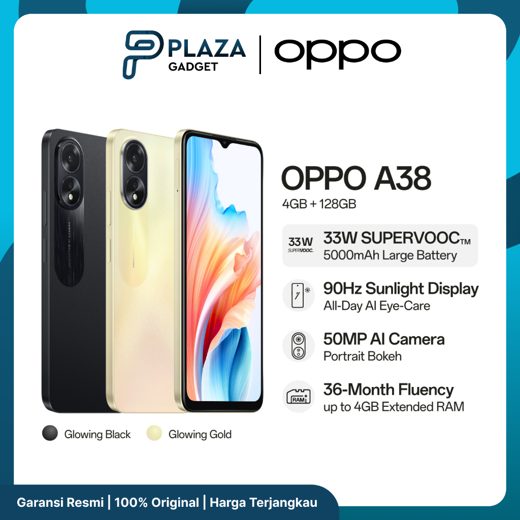 OPPO A38 4/128GB 6/128GB RAM 4GB 6GB ROM 128GB MediaTek Helio G85 90Hz Sunlight Display 33W SUPERVOO