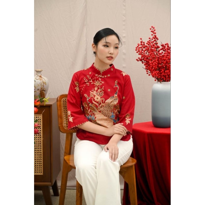 ATASAN BATIK WANITA/ BLOUSE MERAH IMLEK SERIES