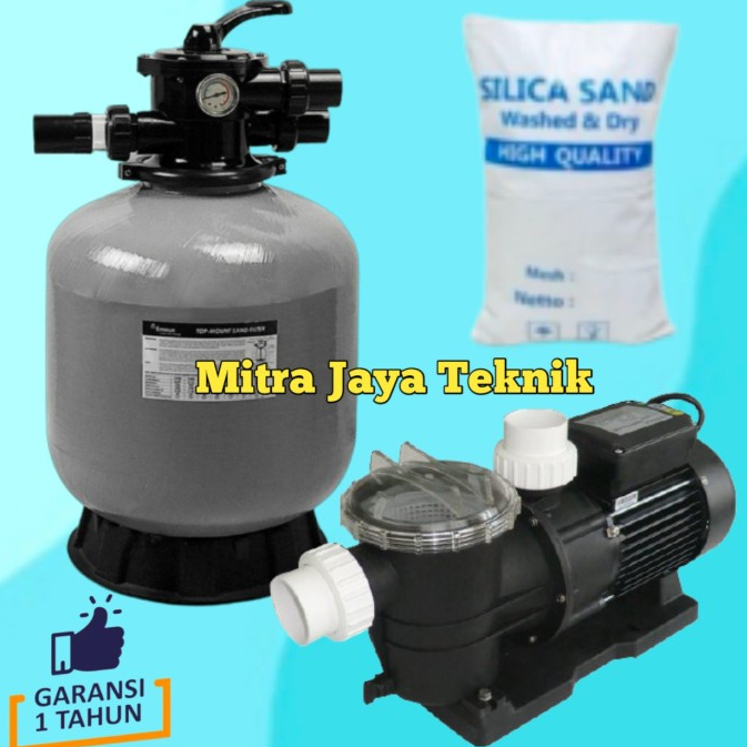 Mesin Pompa Air Kolam Renang 1HP + Sand Filter 16" Paket Kolam Renang