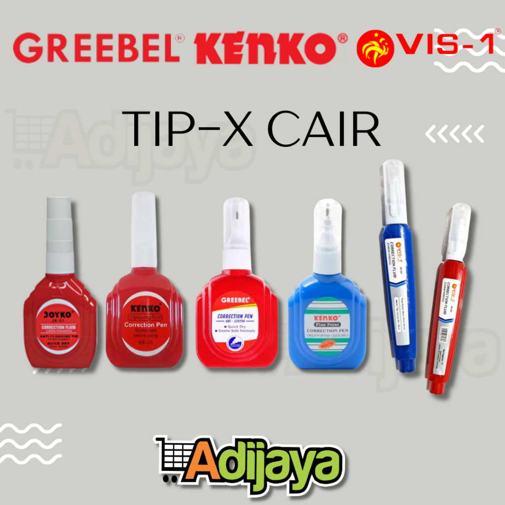 

Correction Fluid / Tip ex Cairan Koreksi Penghapus Cair TIP X 1pcs - Kenko | Faber Castell | Joyko | Greebel | Deli
