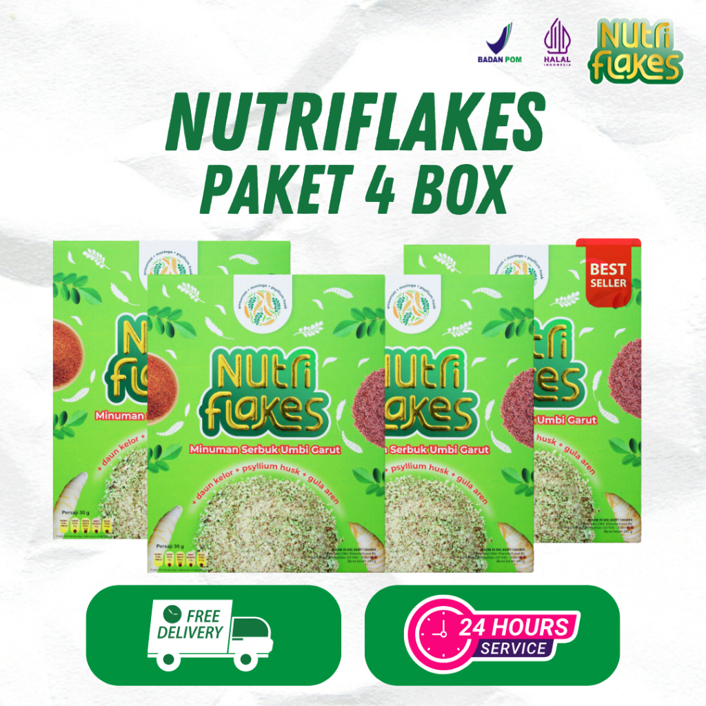 

Nutriflakes Minuman Sereal Sehat Umbi Garut Atasi Asam lambung dan Maag 4 BOX