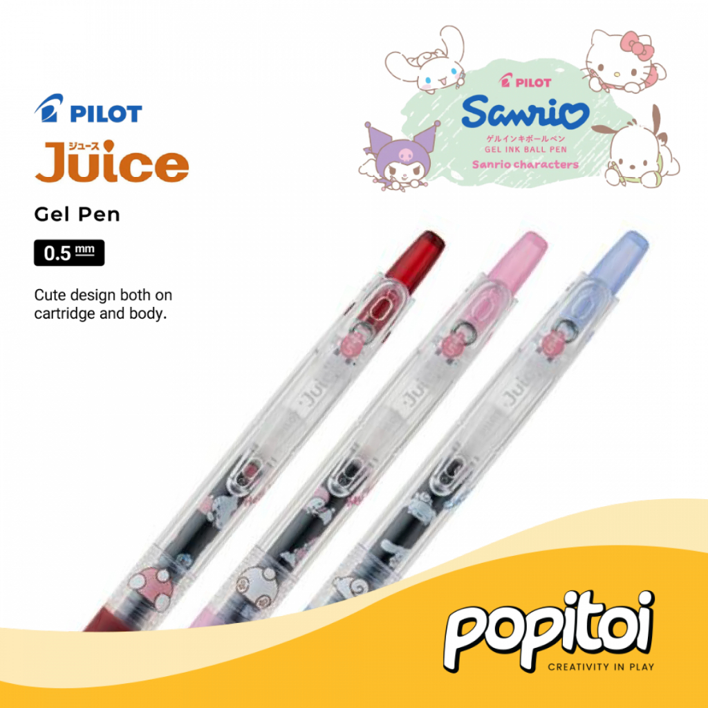

Pilot Juice Sanrio Characters Gel Pen 0.5 mm Pulpen Karakter Japan Lucu Hello Kitty Cinnamoroll Kuromi Melody Gudetama