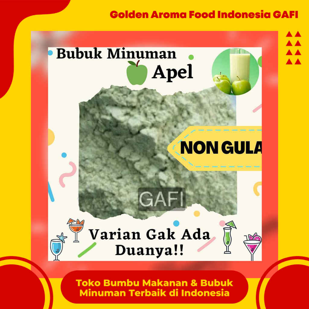 

GAFI Food Bubuk Minuman Rasa Apel NON GULA 1 Kg Enak Murah Halal, Apple SUGAR FREE Drink Powder 1Kg