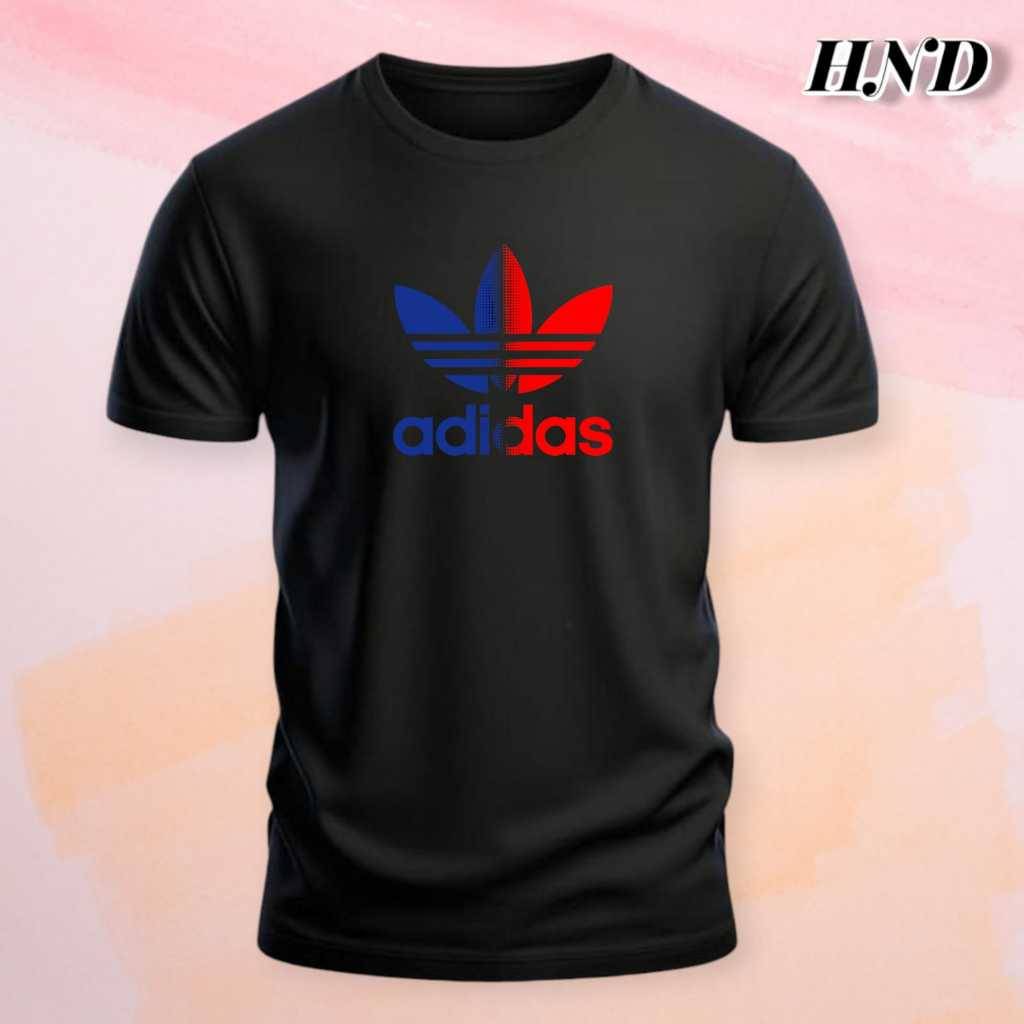 Kaos Pria Distro Original 100% Unisex Kaos Oblong Lengan Pendek Adidas Hitam Putih Polos Washing By 