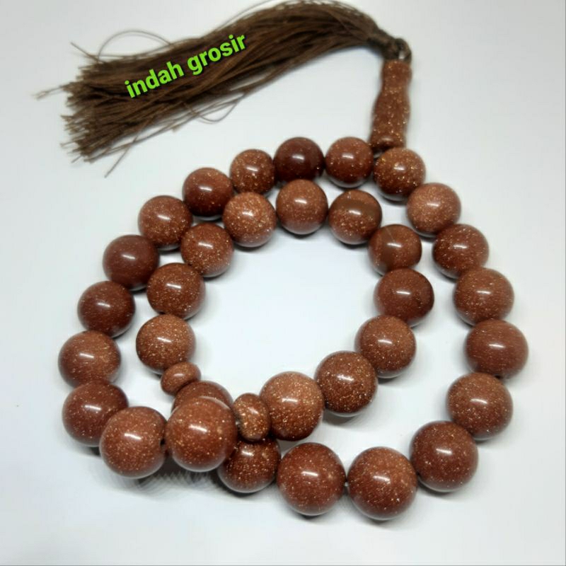 Tasbih batu pasir emas 12mm 33butir