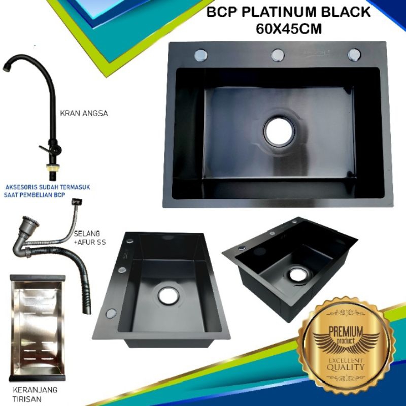 Bak Cuci Piring 1 Lubang Hitam Black 60cm x 45cm BCP Kitchen Sink