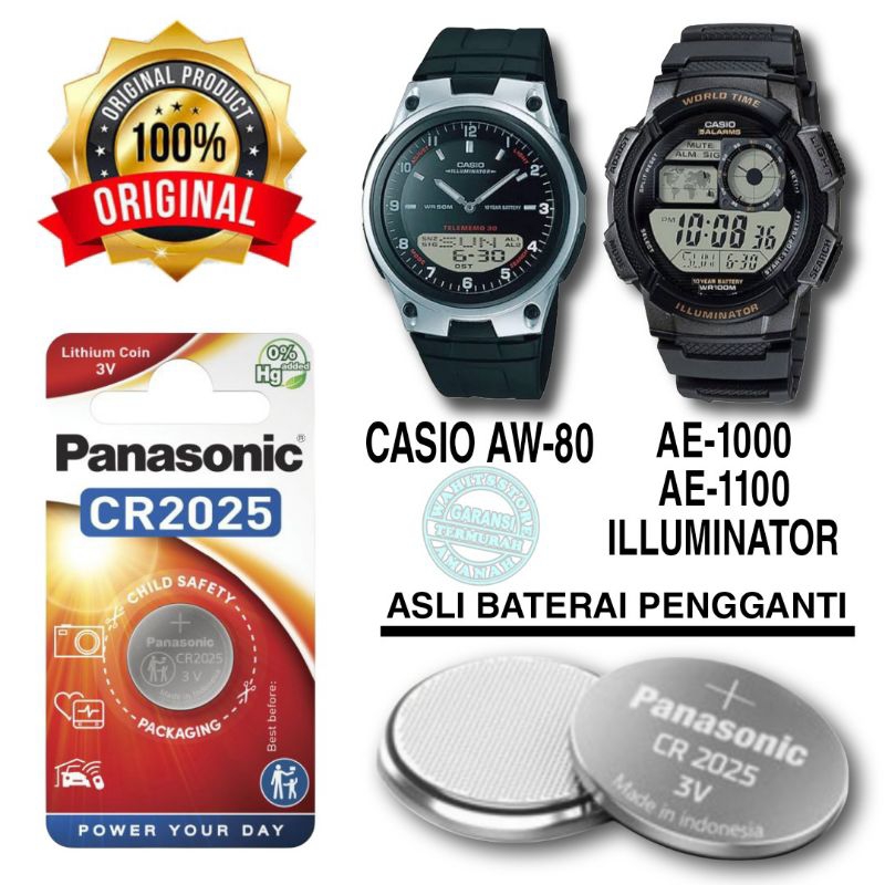 Baterai Jam Tangan CASIO AE1000 AE1100 ILLUMINATOR AE1200 AE1300 AW80 Asli Baterai Pengganti