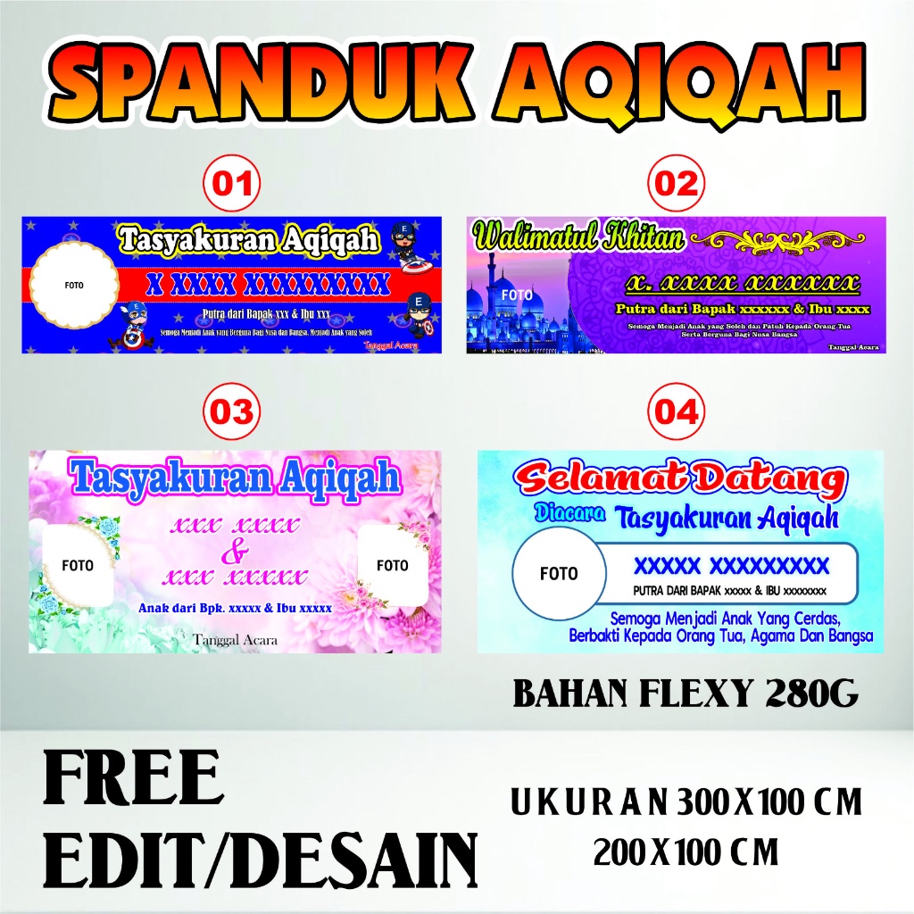 Spanduk / Banner Tasyakuran Aqiqah FREE Desain & Custom