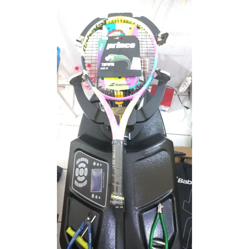 Senar raket tenis Prince top spin plus + pasang 4 simpul mesin Digital