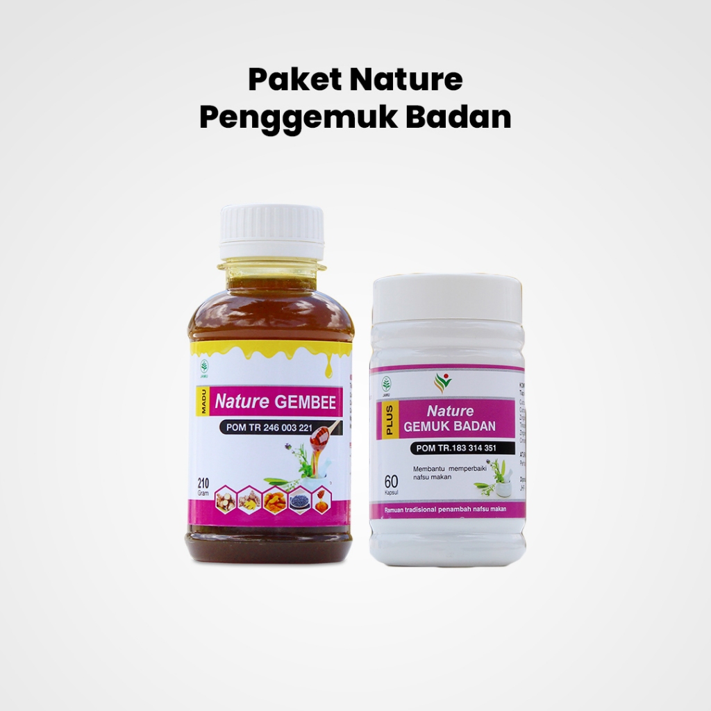 Paket Penggemuk Badan Herbal: Nature Gembee (Madu)+ Nature Gemuk Badan (Kapsul)