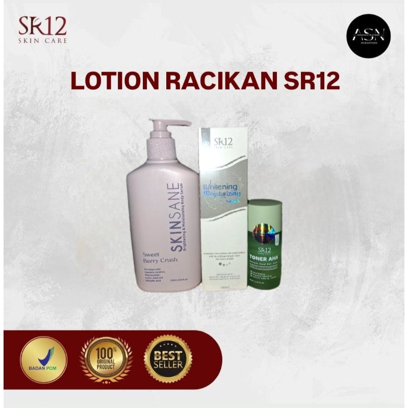 SR12 Lotion racikan BPOM/Lotion WMC+toner AHA+Body serum skinsanelotion dosis tinggi tapi tetap aman