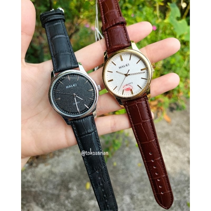 Jam Tangan Halei 575M Original Bergaransi Jam Tangan Kulit Pria