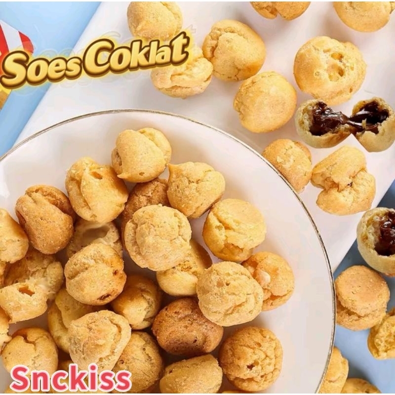 

[ HALAL ] COD SNACK Soes Coklat 500g / 1kg Kue Sus Kering Isi soes coklat lumer 1 kg PARCEL LEBARAN