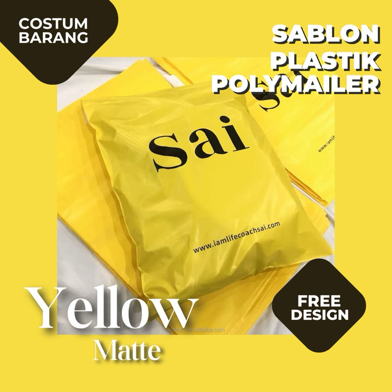 

COSTUM SABLON POLYMAILER PLASTIK PACKING YELLOW MATTE PREMIUM