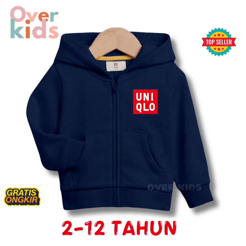 OVER KIDS - JAKET ZIPPER UNIQLO ANAK UMUR 2 - 12 TAHUN JAKET ANAK LAKI LAKI PEREMPUAN