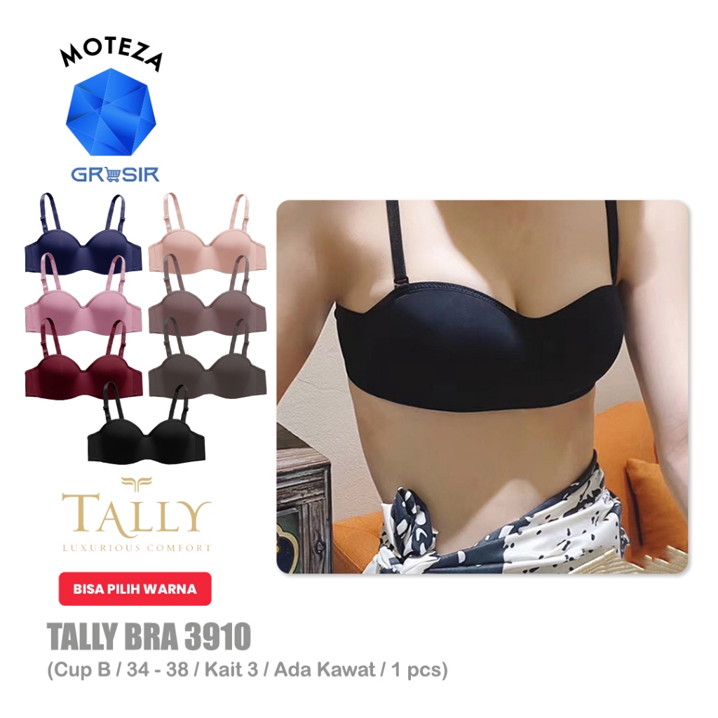 Grosir [Min 3 pcs] Tally 3910 BH Bra Kawat Busa Sedang | 1/2 Half Cup B | Kawat | Kait 3