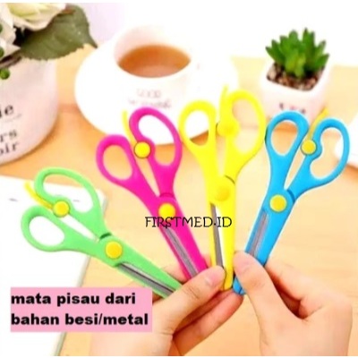 GUNTING KERTAS ANAK AMAN | GUNTING MINI ANAK PAUD TK SD BELAJAR | GUNTING KECIL TAJAM STAINLESS