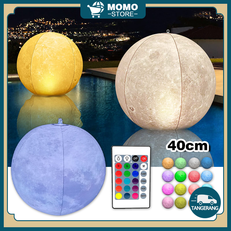 40Cm Bola Renang Pantai Bulan Apung 16 Warna Led Bola Penghias Kolam Renang Led Ball Waterproof Dengan Remote Control