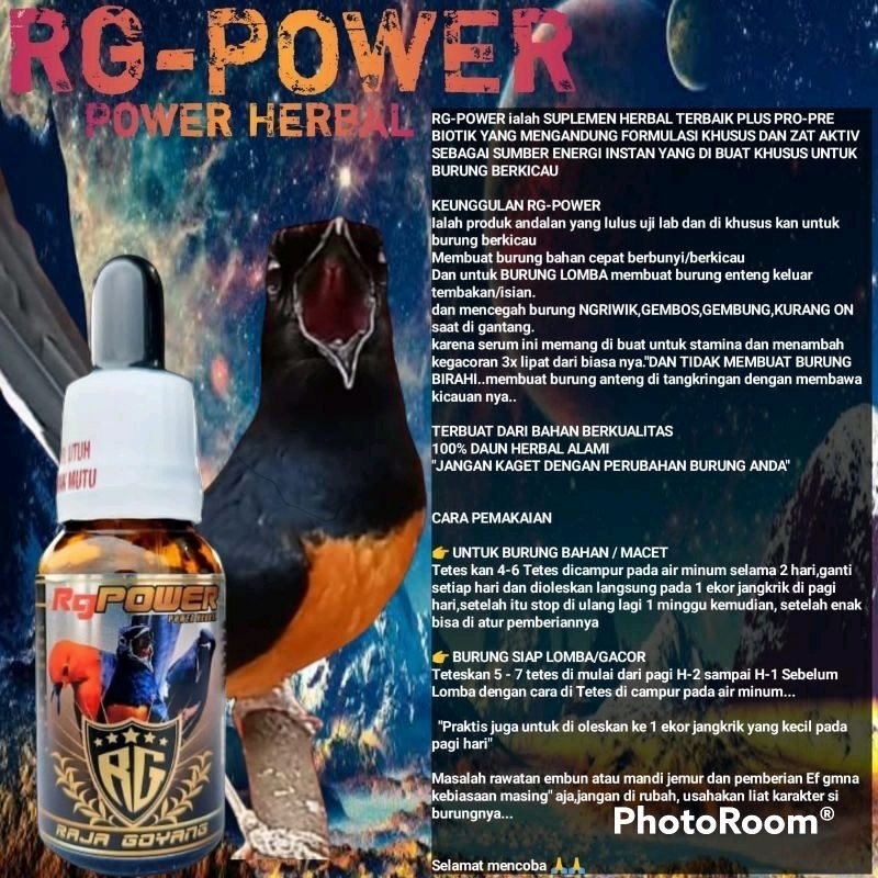 Vitamin RG POWER Herbal Burung Murai Kicau Suplemen Serum Kicau Gacor