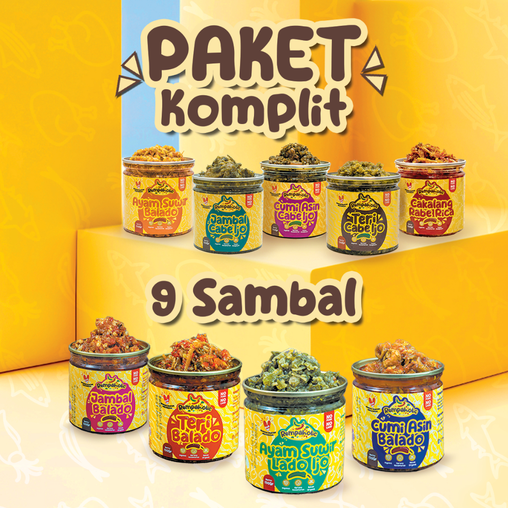 

Rempaholic - Paket Sabang Merauke - 9 Jenis Varian Sambal - Bebas Pilih Rasa - Isi 170gr