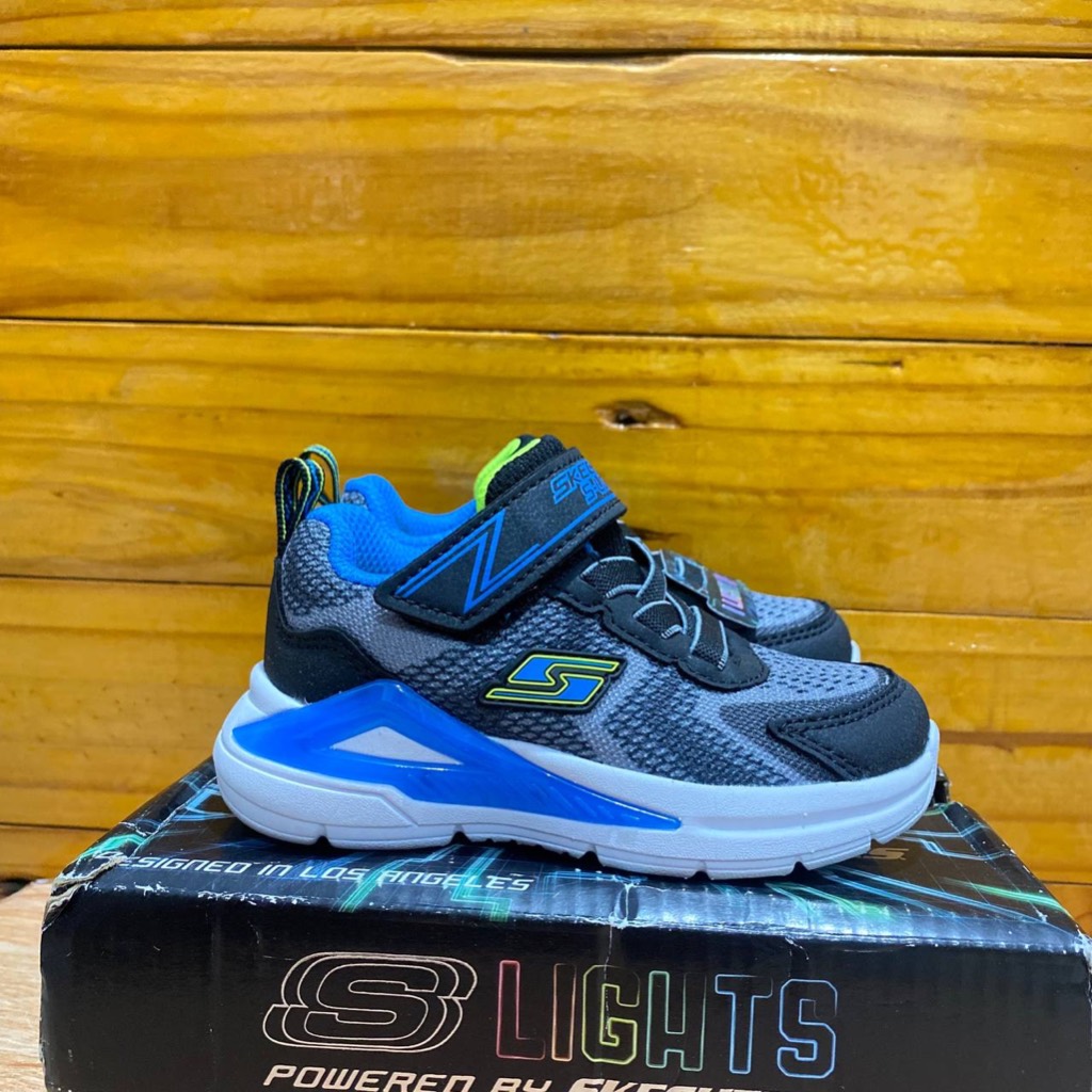 ONLY SIZE 22 SEPATU SKECHERS KIDS SKECHERS S LIGHT TRU NAMICS 401660N BLACK YELLOW BLUE ANAK LAKI-LA