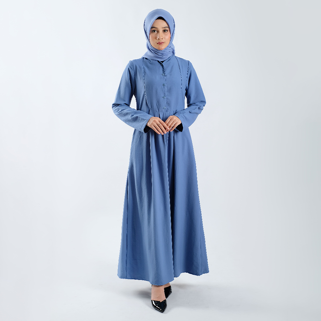 Kimmisha - Asyarifah Dress Denim | Long Dress Wanita | Dress Muslim