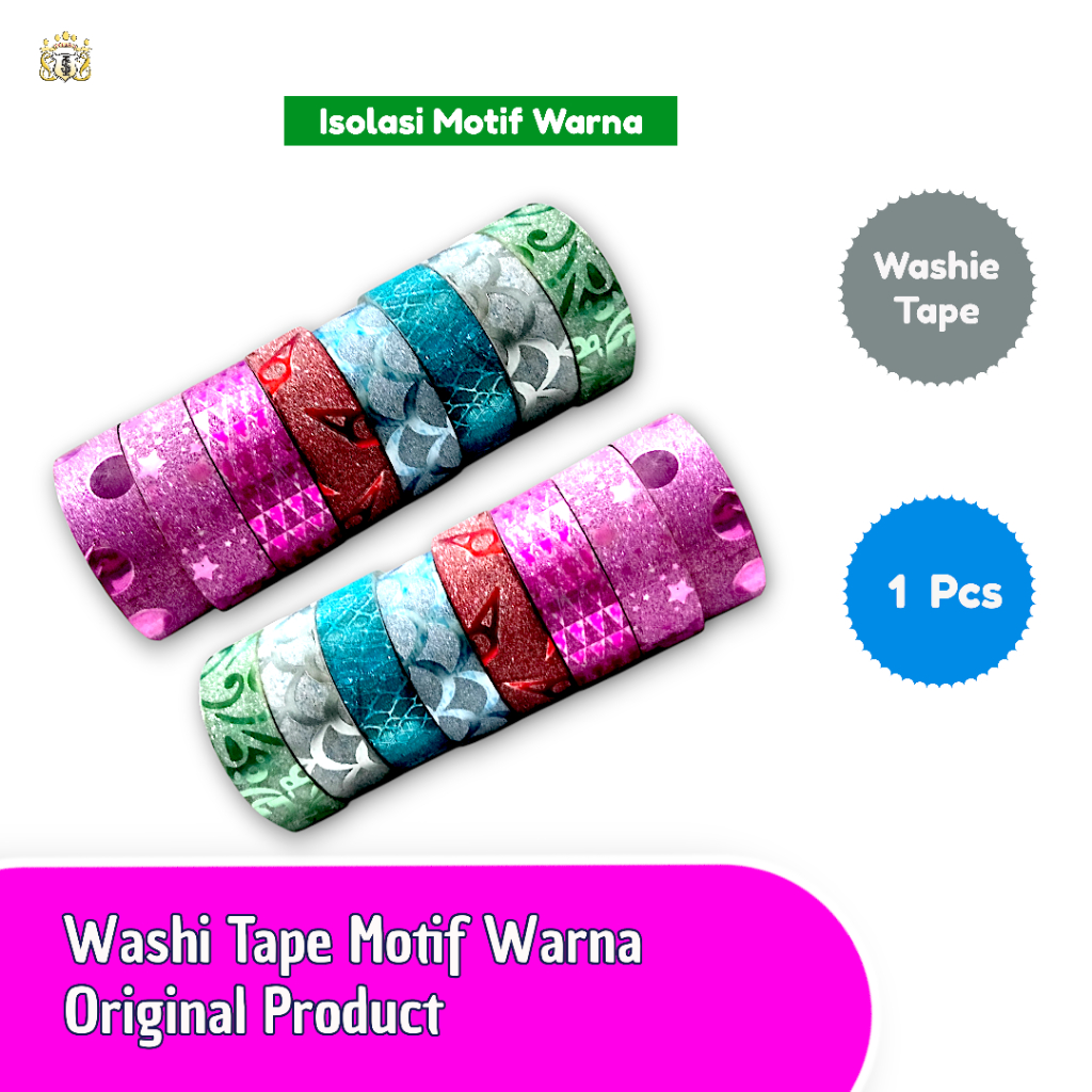

Washie Tape Lucu Motif Warna Random / Isolasi Hias Motif Aneka Warna Gliter Serbaguna / Hiasan Catatan / Jurnal Harian