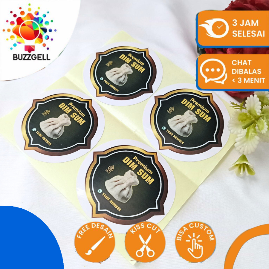 

Buzzgell Sticker Label Makanan Dimsum Bentuk Bulat Stiker Produk Dim Sum Free Desain Uk.Kecil 2-4