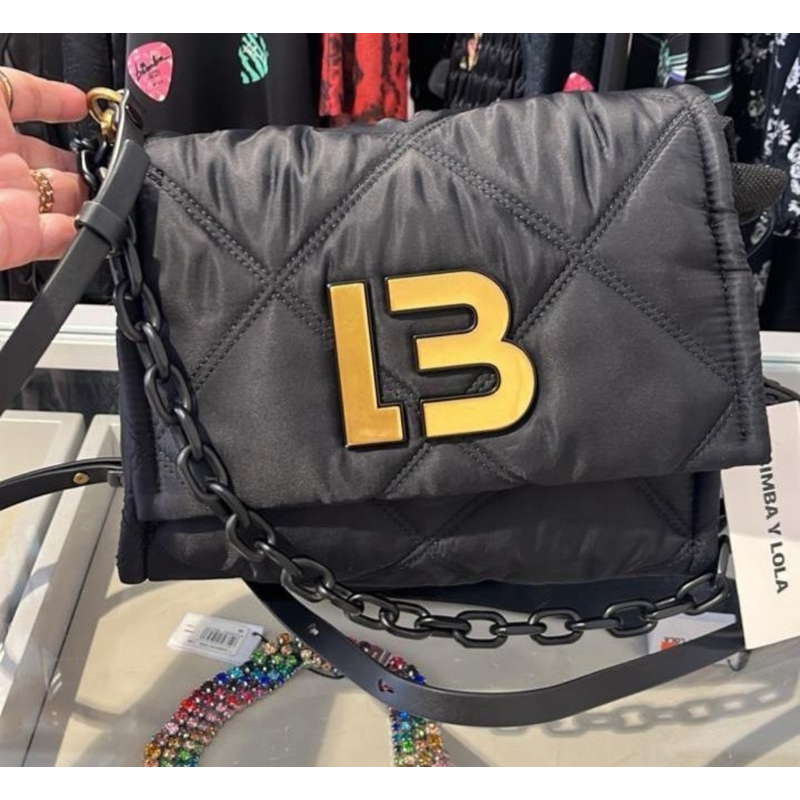 BIMBA Y LOLA SZ  M Padded Nylon Crossbody Bag Black