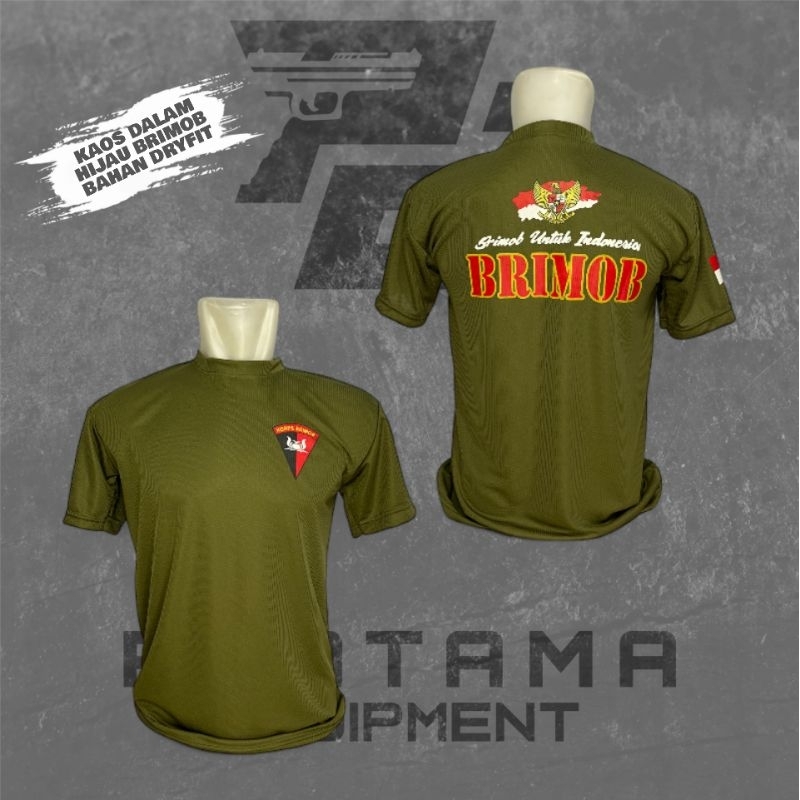 KAOS DALAM HIJAU BRIMOB DRYFIT / KAOS DALAM HIJAU BRIMOB / KAOS DALAM