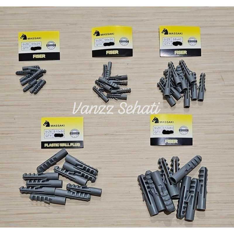(10 PCS) Fiser Massaki / Fiser Plastik Tanam Baut Skrup Tembok / Fiser Eceran