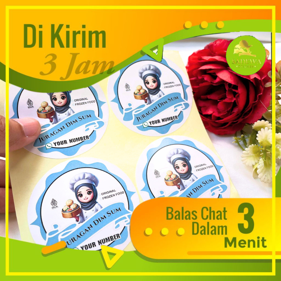 

2-4 Sadewa Print Sticker Dimsum Cetak Stiker Label Makanan Dim Sum Bulat Free Desain Custom Uk.Kecil