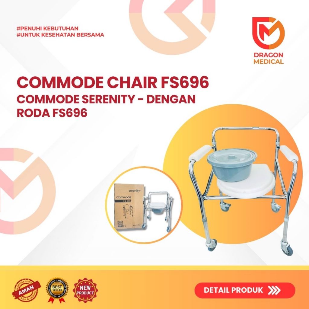 COMMODE CHAIR FS696||COMMODE SERENITY DEGAN RODA FS696