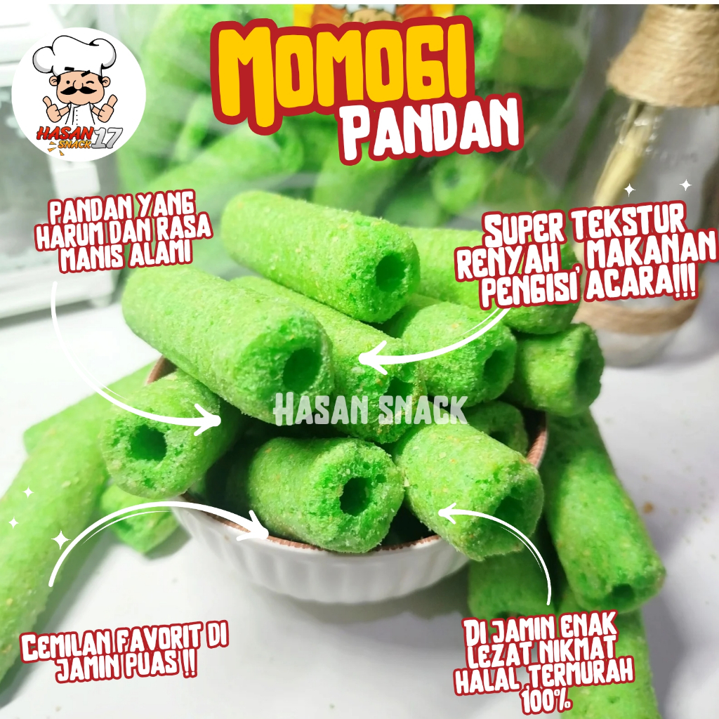 

MOMOGI PANDAN/ GRATIS ONGKIR BISA COD/ SUPER RENYAH KRIUK ENAK LEZAT / CEMILAN SNACK / MAKANAN RINGAN / HASAN SNACK 17