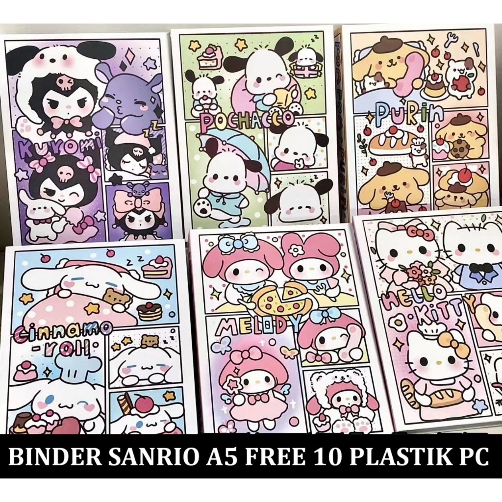 

2025 Binder Sanrio Free 10 lbr Plastik Photocard 6 ring Original import PC Photo Card Buku Isi kertas kuliah Album foto artis cinnamoroll kuromi my melody Hello kitty map anak perempuam cewek kado hadiah teman sekolah pacar viral tiktok tik tok fyp folder