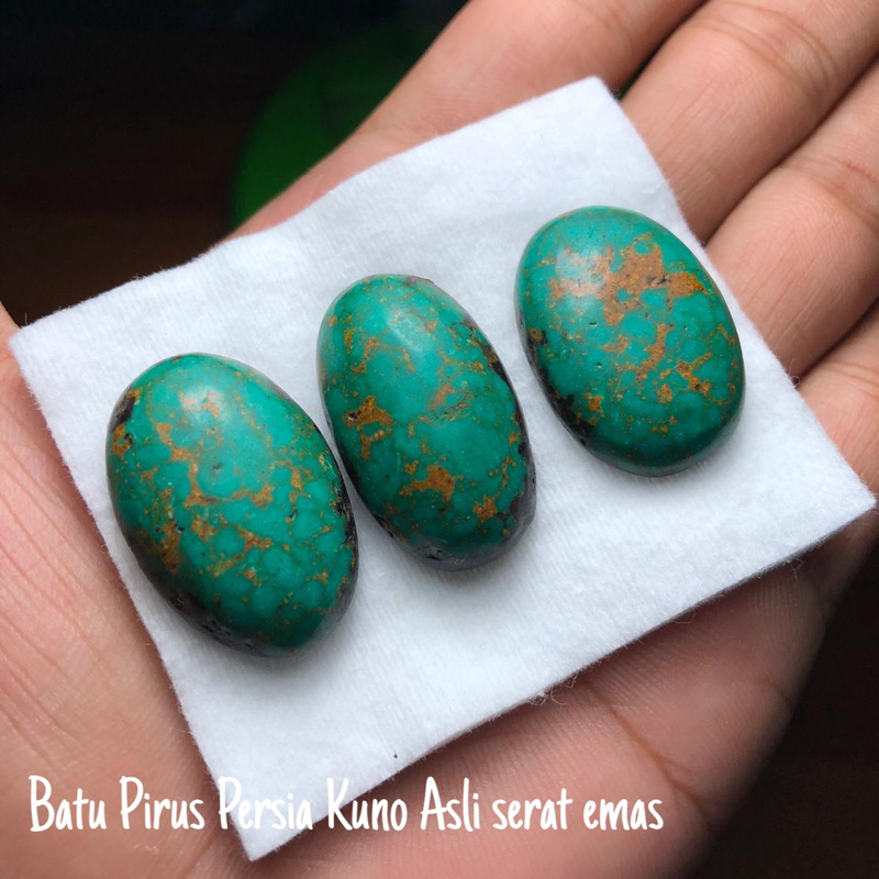 Batu Pirus Kuno Serat Emas Asli Persia