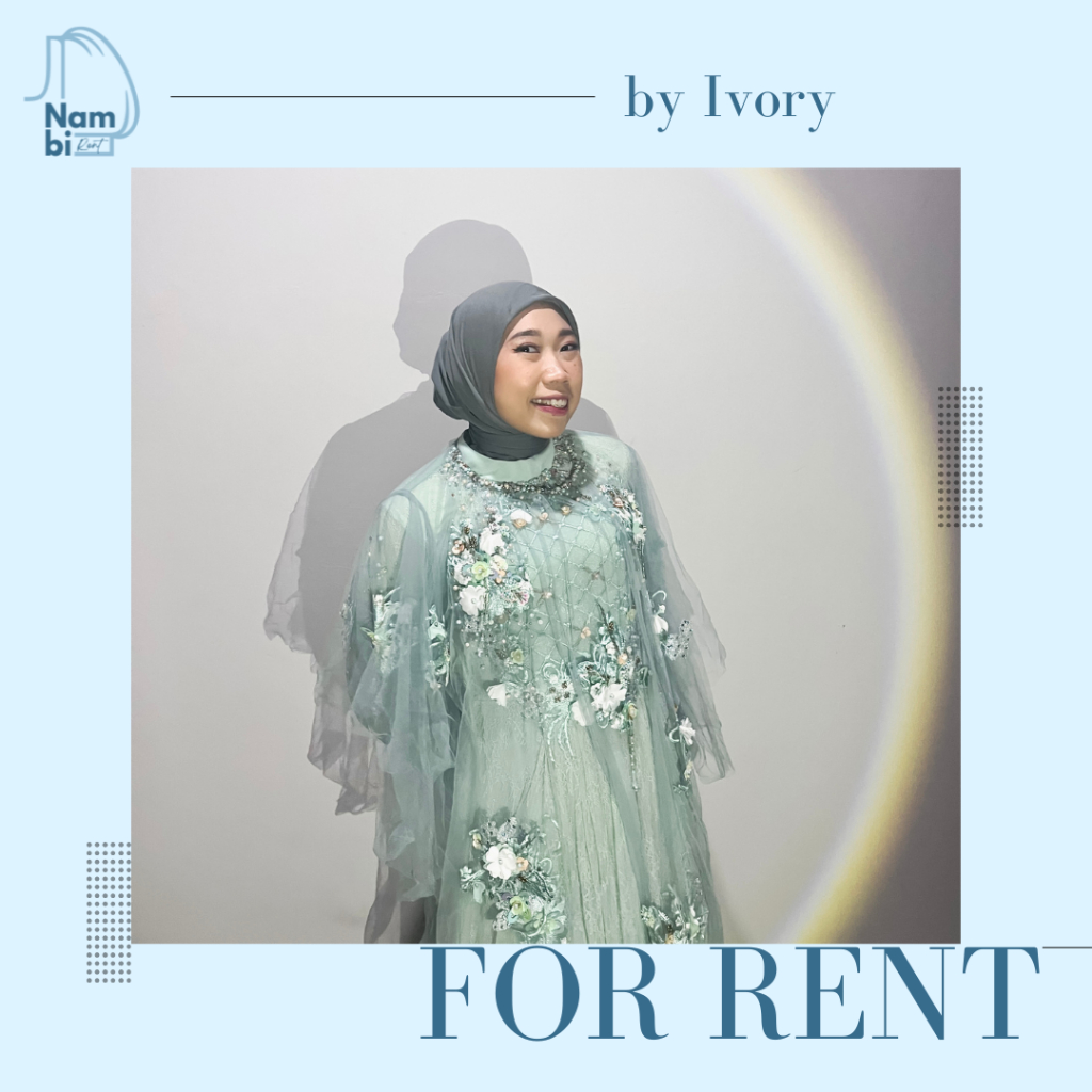 Ivory Mint Hijab Dress - Sewa / Rent