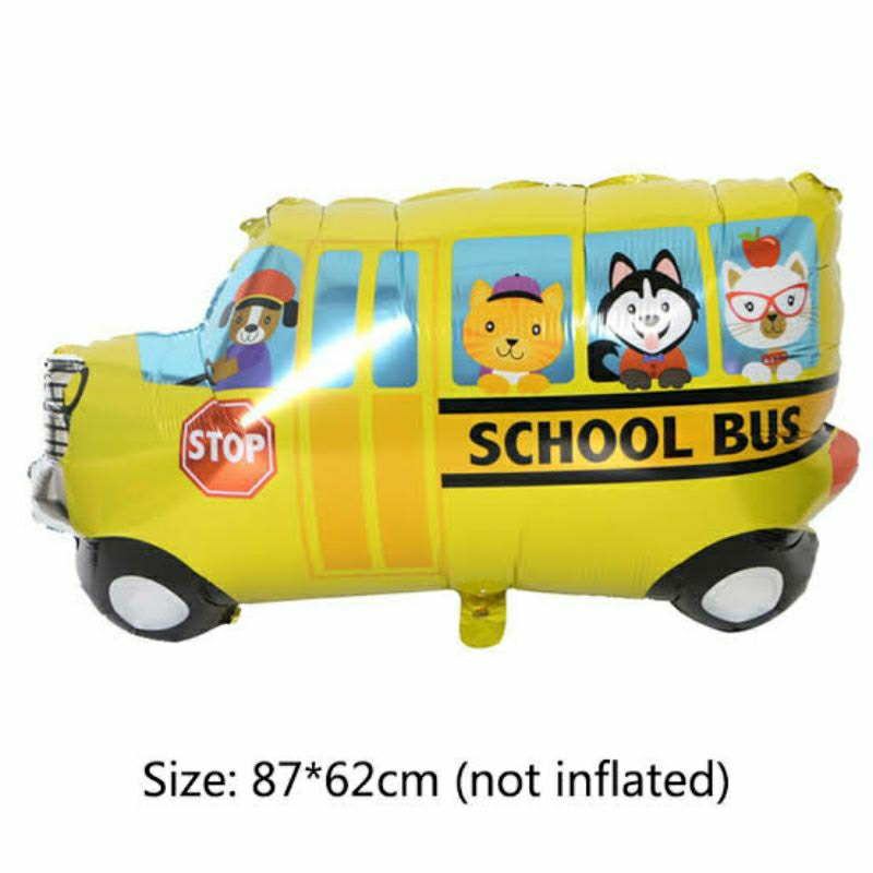 Balon foil karakter school bus bis sekolah balloon baloon hiasan dekorasi pesta ulang tahun ultah an