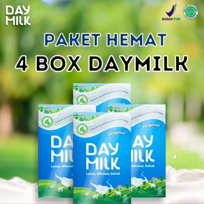 

PAKET 4 BOX SUSU DAYMILK 200 GRAM Susu Kambing Etawa Bubuk DAYMILK 200 Gram Original