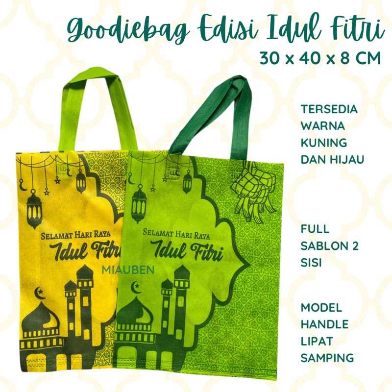 

Goodiebag idul fitri 30x40 full sablon depan belakang tas parsel lebaran