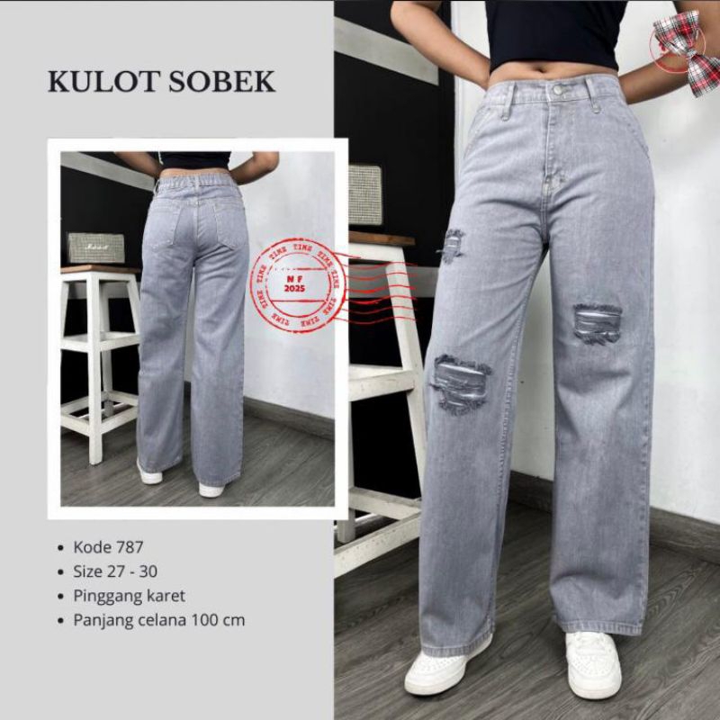 NHAS JEANS Celana Kulot Sobek reguler Wanita import// celana sobek wanita kulot//celana kulot sobek 