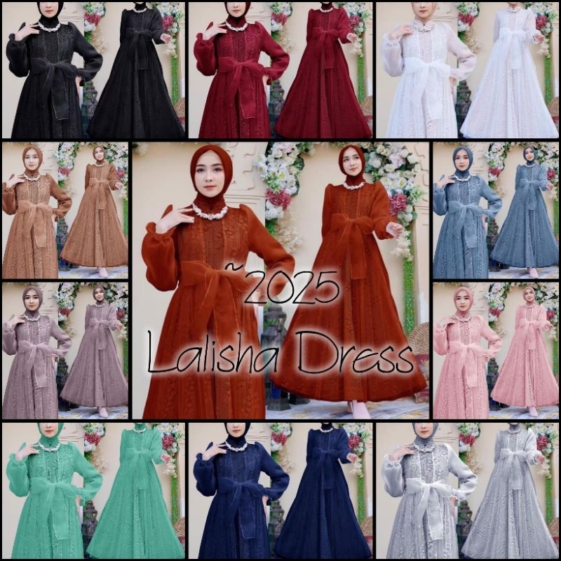 Lalisha Dress - Baju Dress Gamis Busui Brukat Brokat Untuk Acara Kantor Pesta Kondangan Arisan Nikah