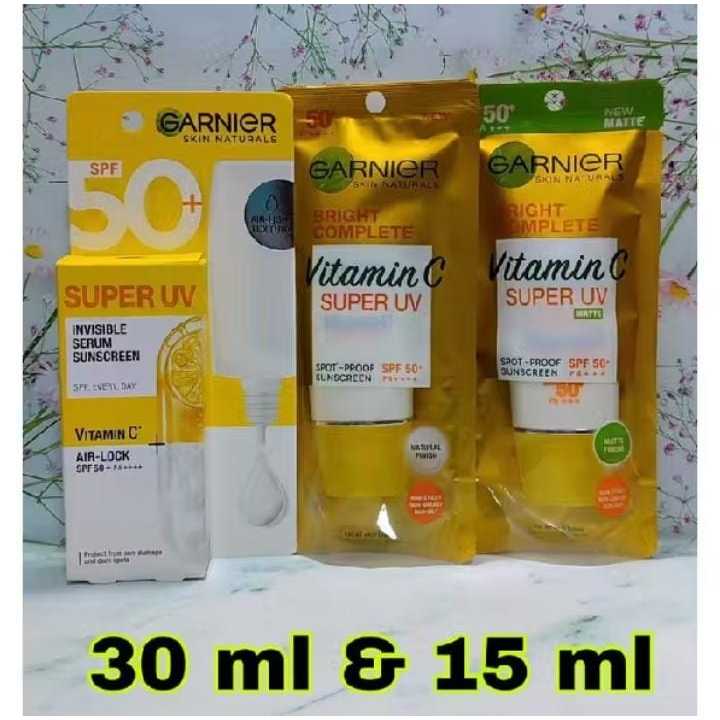 Garnier Super UV Spot-proof Sunscreen SPF 50+ PA+++ Skin Care 15ml & 30ml Matte Finish / Natural Fin