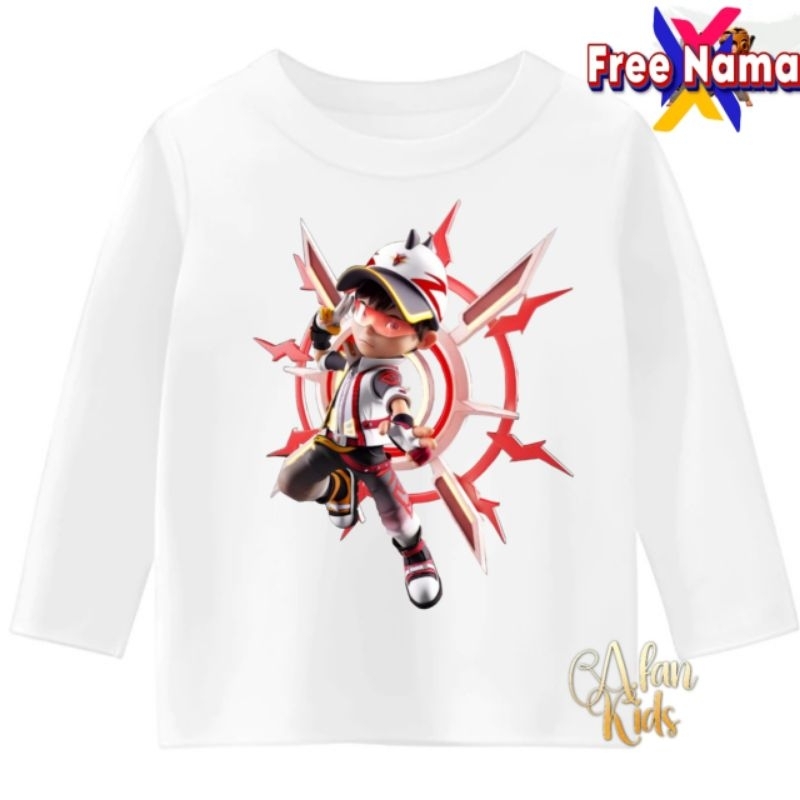 baju boboiboy supra kaos anak lengan panjang free nama