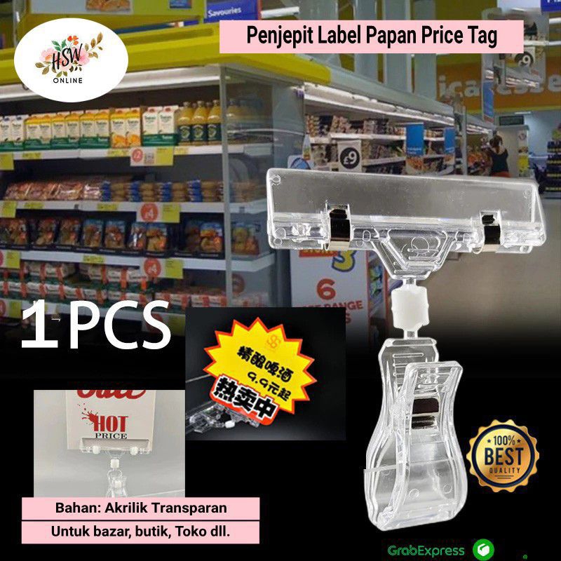Penjepit Label Harga Papan Display Klip Jepitan Promo Transparan Bening Clip Hanger Jepit Lebel Labl